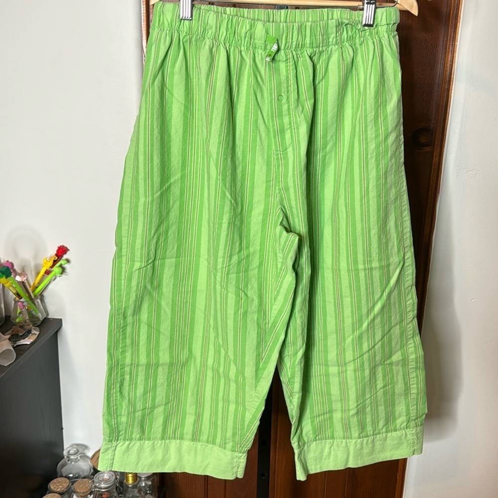 Disney Store Tinker Bell Green Stripe Pajama Pants 100% Cotton Size Large - Picture 6 of 10